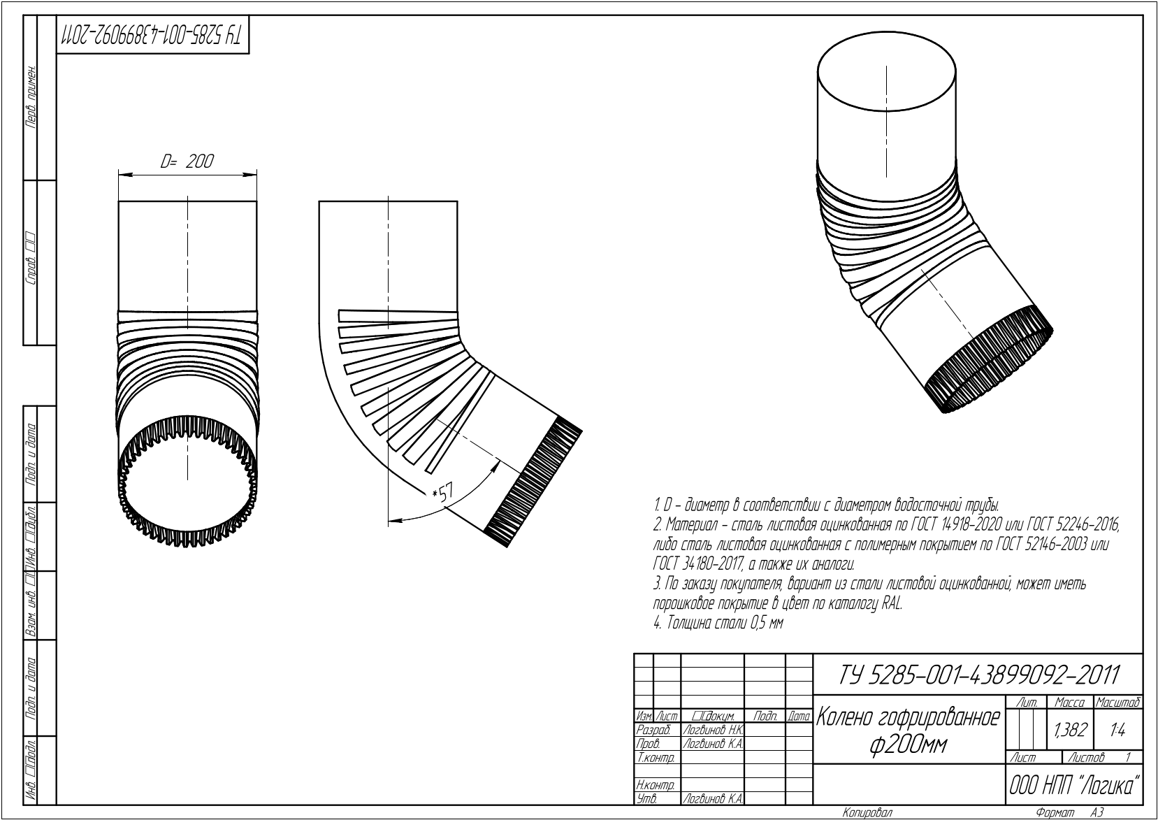 Колена гофрированные
